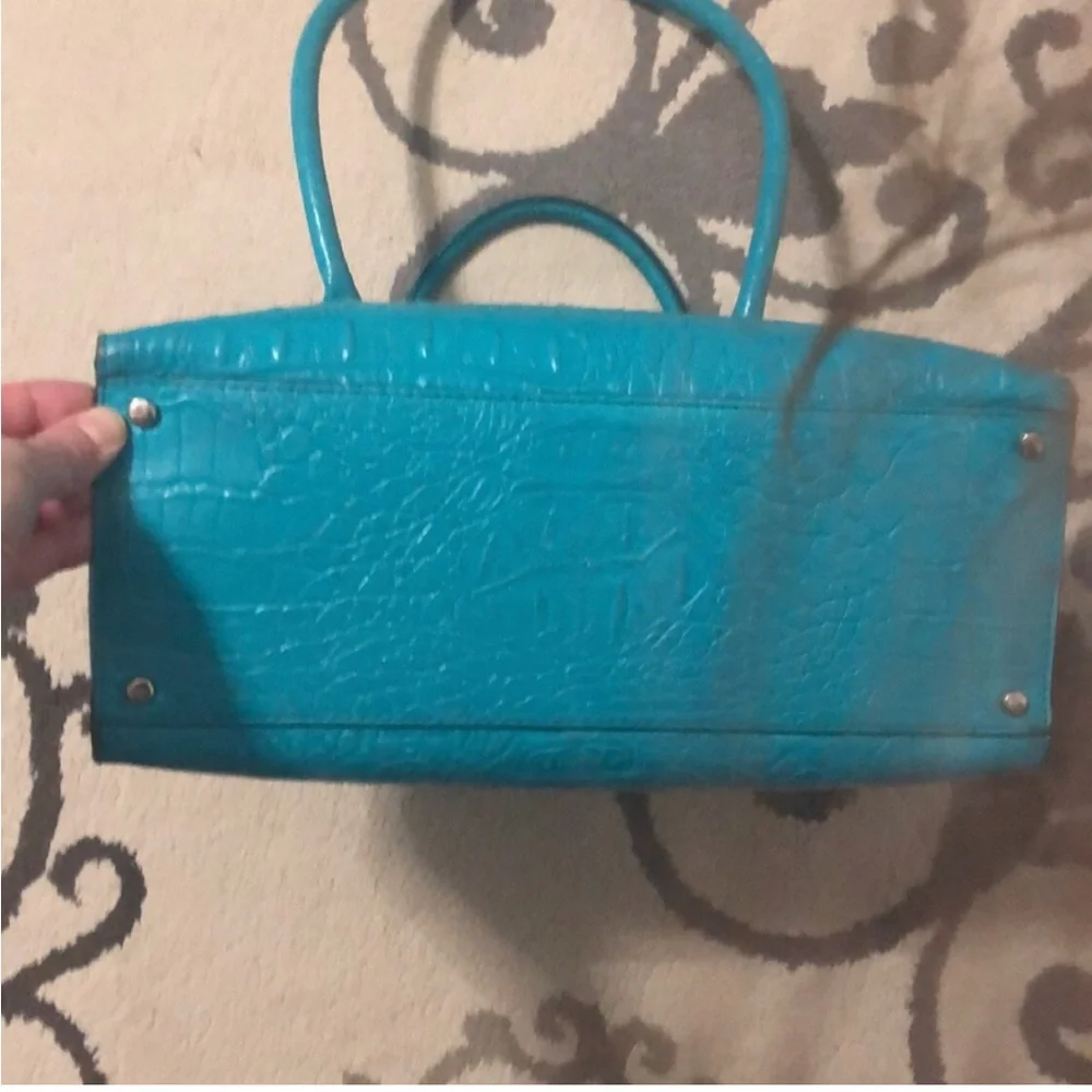 Kate Spade Orchard Valley Sinclair Turquoise Satchel Crocodile Embossed Leather